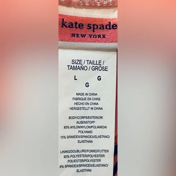 Kate Spade Pink & Black Floral One-Piece Swimsuit, Size L - Picture 4 of 5